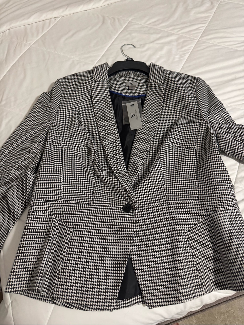 Worthington Houndstooth Single-Button Blazer - Black & White